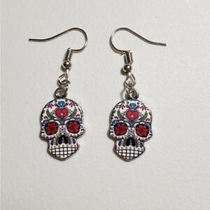 Handmade Halloween Day of the Dead Dia De Muertos skull earrings